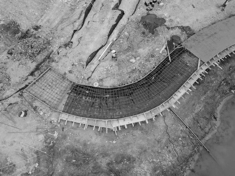 radial concrete form with grade beam